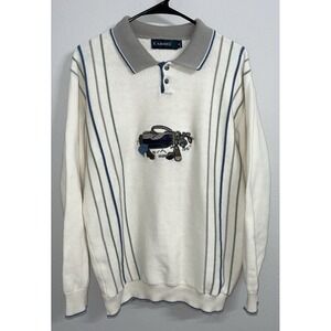 Vintage 90s CARAMEL Golf Sweater Embroidered Cotton USA Size M